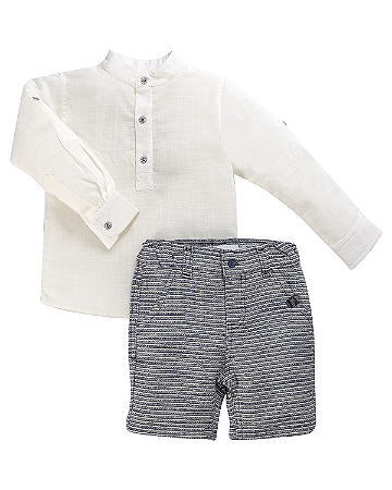 Conjunto Masc Camisa Social e Bermuda Listrada 02 - Anjos Baby