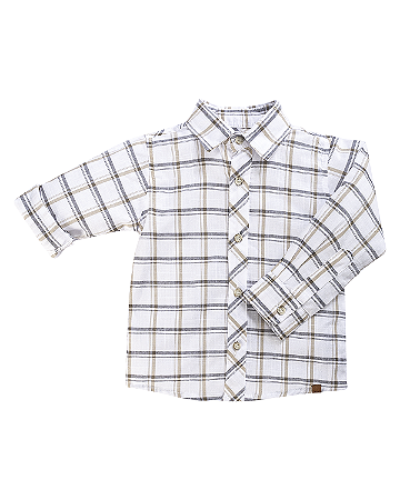 Camisa Masc Social Ml Xadrez Bege 01-Anjos Baby