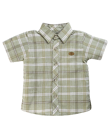 Camisa Masc Social MC c/ Botões Verde Listada 01- Anjos Baby