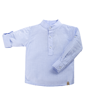 Camisa Masc Social ML Azul Babê 01- Anjos Baby