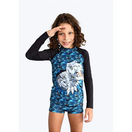 Conjunto Masc Blusa ML Proteção UV e Sunga Dinossauro - Marujos e Sereias