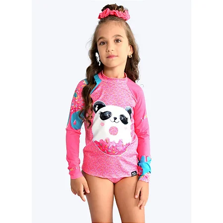 Conjunto Fem Blusa ML Proteção UV e Calcinha Estampa Donut's Panda - Marujos e Sereias