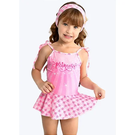 Maiô Infantil com Babado Cintura UV50+ Estampa Princess - Marujos e Sereias