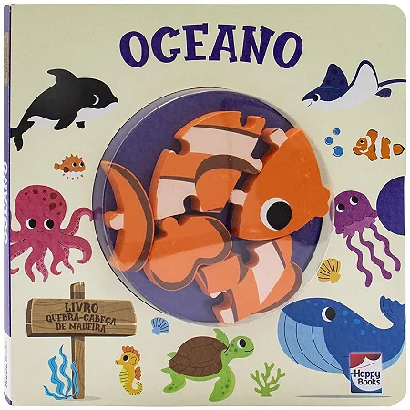 Livro Quebra-Cabeça de Madeira: Oceano - Happy Books