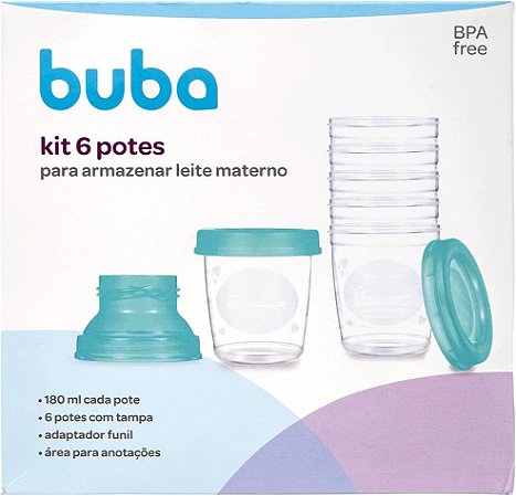 Kit 6 Potes para Armazenar Leite Materno - Buba