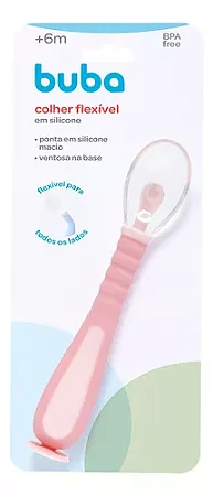 Colher Flexível em Silicone Rosa - Buba