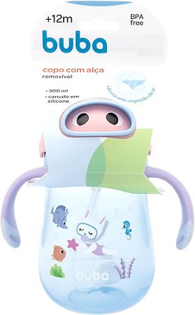 Copo Canudo com Dispositivo Mergulho Rosa - Buba