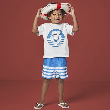 Conjunto Masc Infantil Camiseta e Bermuda Marinheiro - Oliver