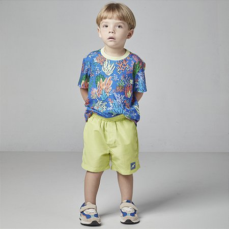 Conjunto Masc Camiseta Oceano e Bermuda Verde Limão - Oliver