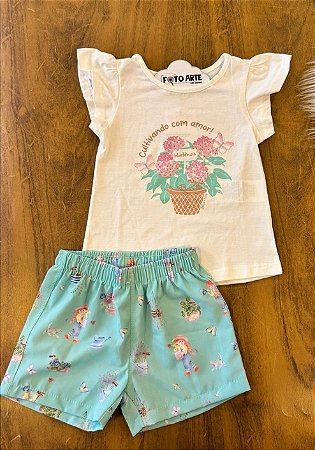 Conjunto Fem Blusa e Short Tactel Verde - Jaca Lelé