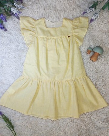 Vestido Bebê Amarelo c/ Babado - Bibe
