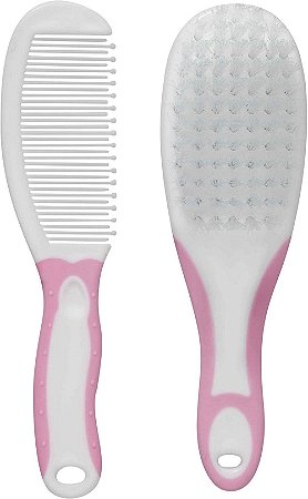 Escova E Pente Cerdas Macias Rosa Buba