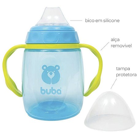 Copo com Alça Urso Azul 300ml Buba