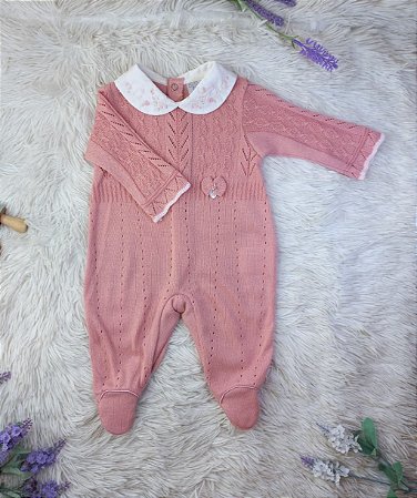 Macacão Tricot Maria Cecília Rosê - Beth Bebê