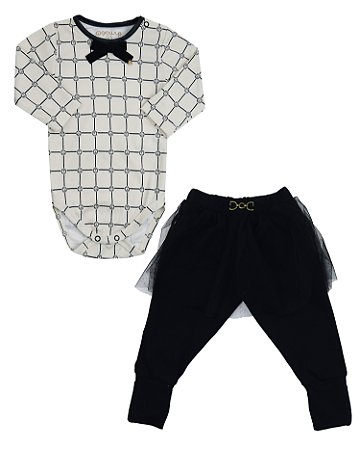 Conjunto Pagão Fem Royal Creme e Calça Preto - Grow Up