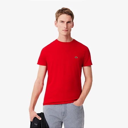 Camiseta Básica em Algodão Pima Vermelho - Lacoste