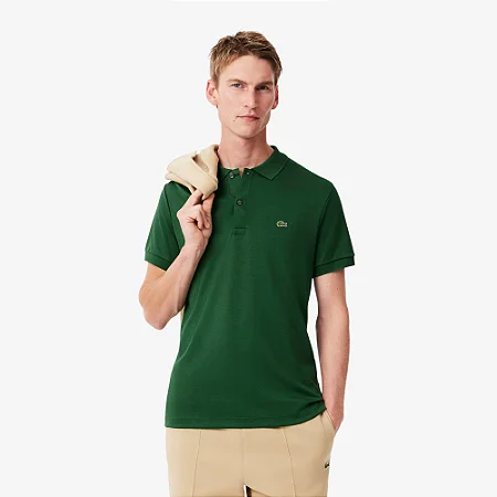 Camisa Polo Clássica Regular Fit em Algodão Pima Verde Escuro  GG- Lacoste