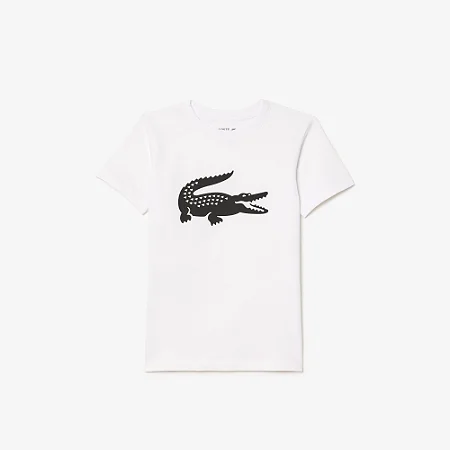 Camiseta Infantil Sport Quick Dry com Estampa Croco Branco- Lacoste