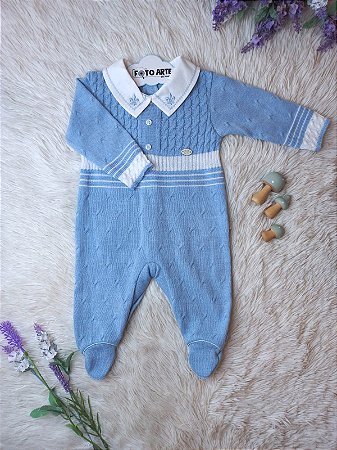 Macacão Tricot Lorenzo Azul - Beth Bebê