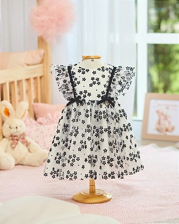 Vestido de Tule Flocking Cute Flores - Serena Baby
