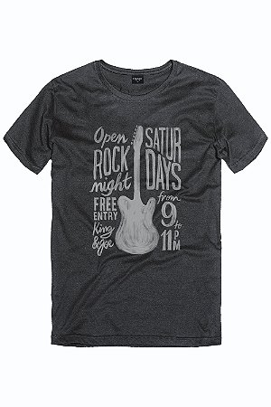 Camiseta Masc Estampada Guitarra Preto - King e Joe