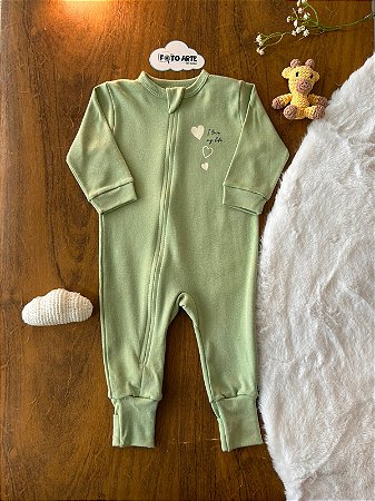 Macacão Fem c/ Ziper Coração Verde Claro - Doctor Baby