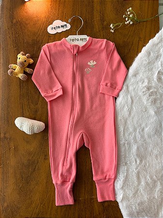 Macacão Fem c/ Ziper Flor Rosa - Doctor Baby