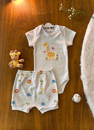 Conjunto Body MC Fem e Tapa Fralda Girafa e Amigos - Doctor Baby