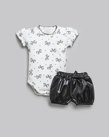Conjunto Fem Body e Short Cirre Preto - Anjos Baby