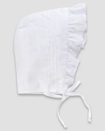 Touca Fem Batizado Maquinetado Branco- Anjos Baby