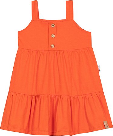 Vestido sem Manga c/ Botões Laranja - Jaca Lelé