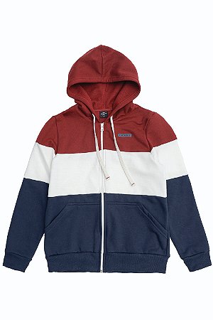 Blusão Moletom Capuz Tricolor Bordô - King e Joe