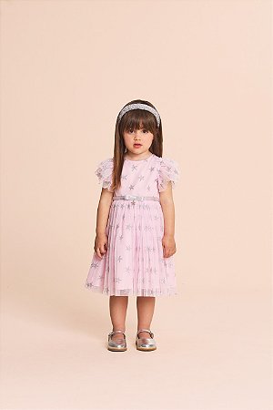 Vestido Tule Super Star Rosa - Bambollina