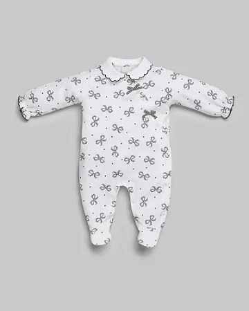 Macacão Fem Malha Anarruga Estampado Laços - Anjos Baby