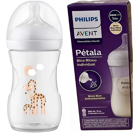 Mamadeira Pétala 260ml n°3 Girafa - Avent
