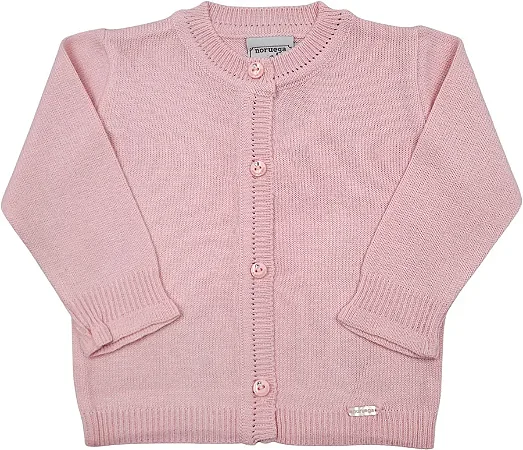 Casaquinho Fem Tricot Aberto C/ Botões Rosa M - Noruega