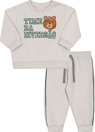 Conjunto Masc Casaco Moletinho Diversão e Calça Bege - Nini e Bambini