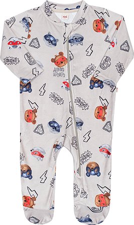 Macacão Masc Plush Nini Baby Cinza - Nini e Bambini