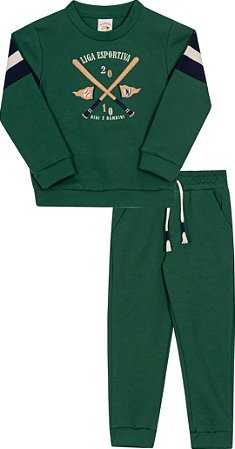 Conjunto Masc Casaco Verde Escuro e Calça Moletinho - Nini e Bambini