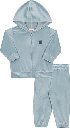 Conjunto Masc Casaco e Calça Plush Azul - Nini e Bambini