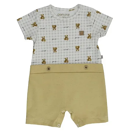 Macacão Masc Curto Bear Creme- Grow Up