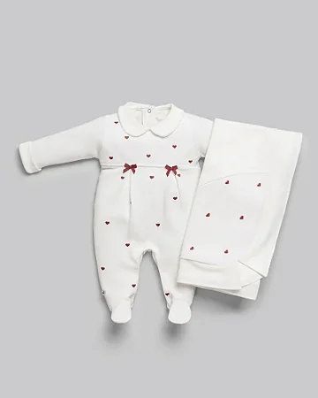 Saida Maternidade Fem Malha Tricot Bordado Corações - Anjos Baby