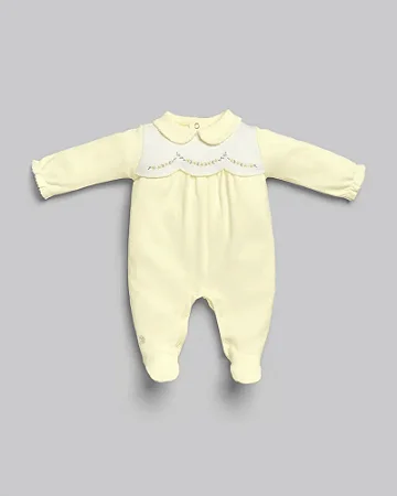 Saída Maternidade Fem Bordada em Suedine Pima Amarelo - Anjos Baby