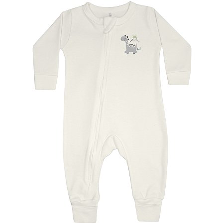 Macacão Masc c/ Ziper Dino Off White - Doctor Baby