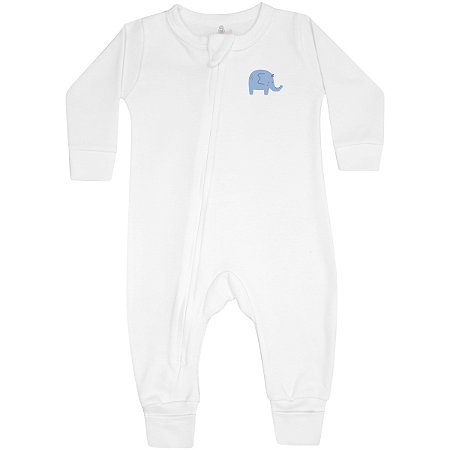 Macacão Masc c/ Ziper Elefante Branco- Doctor Baby