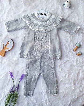 Conjunto Fem Body C/ Vestidinho Tricot Corações e Calça Cinza RN - Noruega