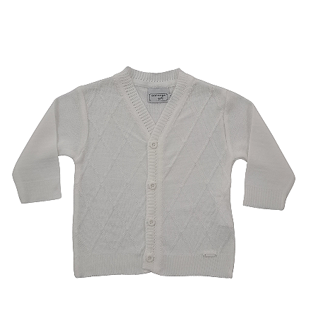 Casaquinho Masc Bebê c/ Botões Tricô Off White M- Noruega