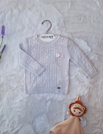 Casaquinho Fem C/ Lacinho Rosa Perolado M - Noruega