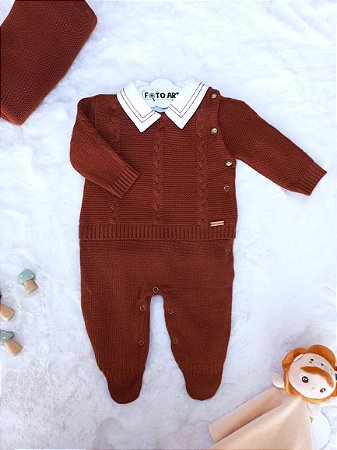 Saida Maternidade Masc Tricot Marrom Escuro RN - Noruega