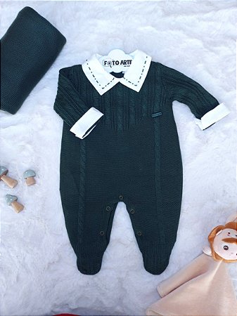 Saida Maternidade Masc Tricot c/ Tranças Finas Verde Armani RN - Noruega